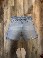 Mens light blue wrangler carpenter style vintage baggy jorts Slight Distress 36
