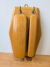 Vintage MCM Wall Hanging Hat and Coat Brush Set - Light Wood - Little Use -Decor