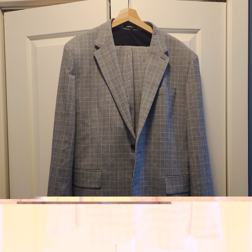 Express Men’s 2-Piece Suit 44R Jacket 36x30 Pants Navy Glen Plaid Check