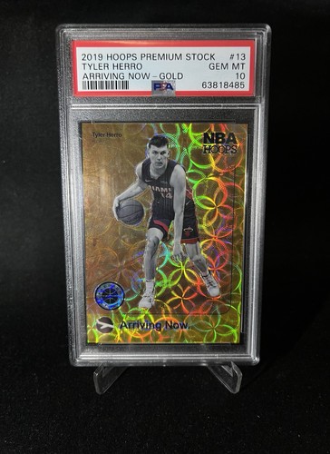 2019 Hoops Premium Tyler Herro Arriving Now Gold Rookie #13 RC /10 PSA 10 POP 1