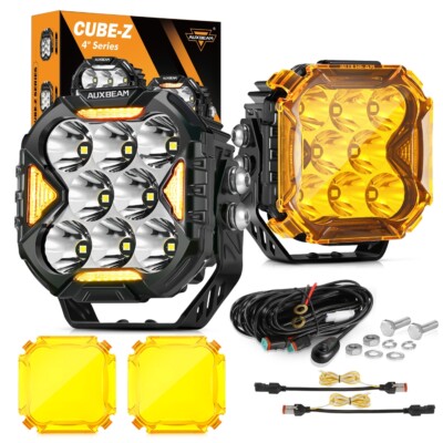 AUXBEAM 4''inch LED Spot Pods Driving Lights White DRL Amber Turn Auxiliary Lamp