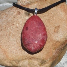 Thulite Free Form Stone Crystal Pendant Necklace Emotional Balance