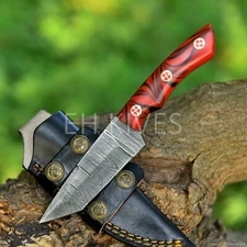 EXQUISITE HANDCRAFTED DAMASCUS SKINNER KNIFE  RESIN HANDLE WITH SHEATH 4675
