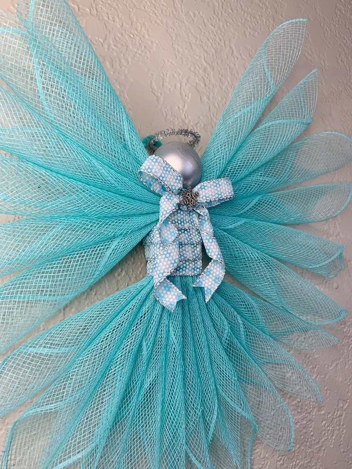Deco Mesh Large Angel, Tree Topper, Christmas, Angel Decor, Wall Hanging - Image 4 of 4