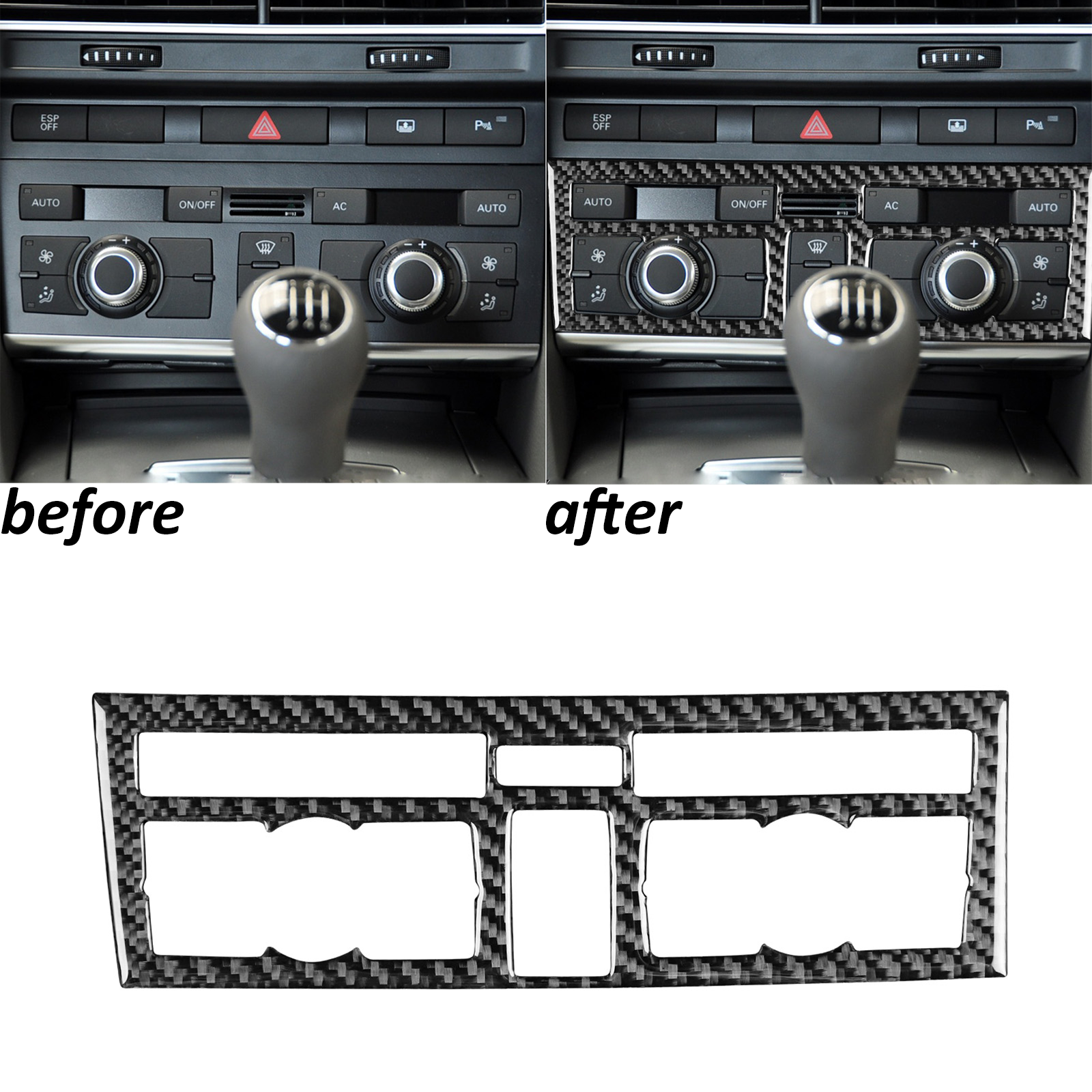 Real Carbon Fiber Console A/C Climate Switch Panel Trim For Audi A6 S6 C6 05-11