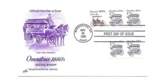 2225 1c Omnibus re-engraved 1880s ArtCraft pair FDC 