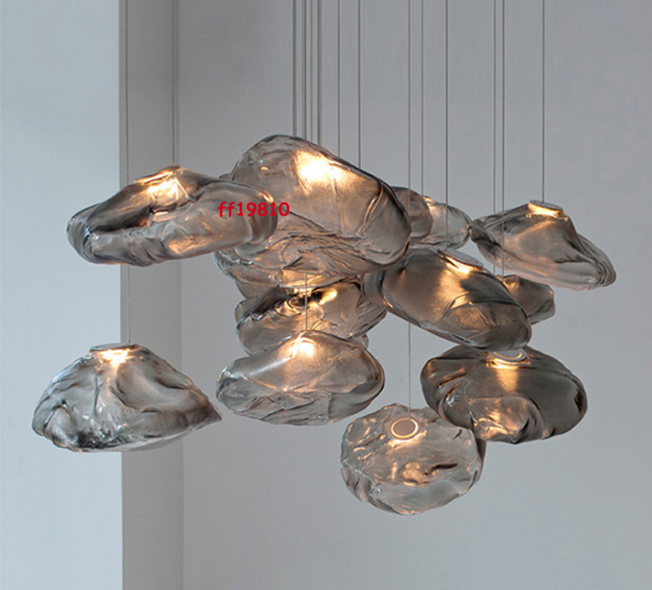 Modern Irregular Glass Cloud Chandelier for Dining Room Art Pendant Lighting-image