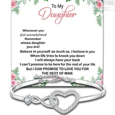 For My Daughter Bracelet Heart Bangle Inspirational Gifts for Girls Believe In