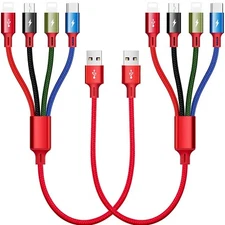 Short Multi Charging Cable, 1Ft/2Pack Multi Charging Cord, 4 in 1 Multi Charg...