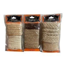 TWINE Natural Jute Ribbon Set 3 Pack Tan Craft Decorative Burlap Twine New