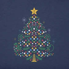 NWT Women's Life is Good Christmas Tree Sparkles Darkest Blue LS Crusher Vee