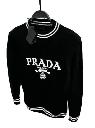 PRADA dark brown ribbed sweater logo metal s belt 42 F/S  display picture 1