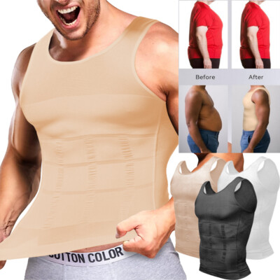 Herren Bauchweg Muskelshirt Kompression Abnehmen Unterhemd Body Shaper Mieder 