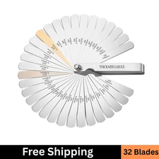 Feeler Gauge Set Stainless Steel Thickness Gauge 32 Blades 0.04-0.88 Mm (0.0015-