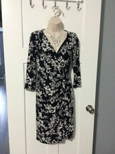 Chaps size XS V-neck with crossover stretch career dress 3/4 sleeves