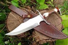 CUSTOM HANDMADE HUNTING BOWIE  TACTICAL BEST KNIFE STAG HANDLE & SHEATH