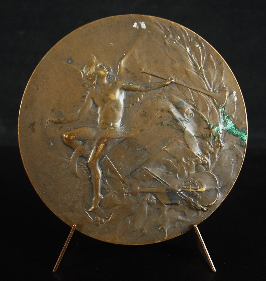 Broche Ancienne Orphée De Lucien Coudray - En Bronze Argenté, Occasion Avec Usures