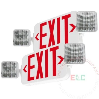 LIGHT FIXTURE INDUSTRIES LFI Lights | Red LED Exit Sign Emergency Light Combo UL | 2 Pack COMBO2-R-W-BB-2