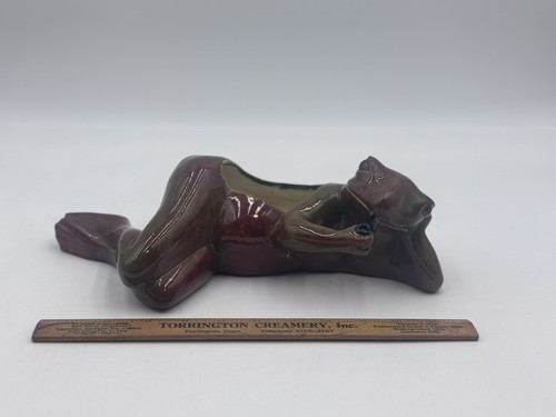 Vintage Handmade Ceramic Pottery Smoking Frog Planter MCM Signed SF