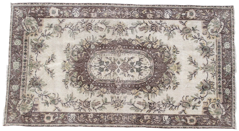 Handmade Vintage Rug, Anatolian Nomadic Carpet Rug, Floral Rug, 3.6 x 6.6 ft - Image 3 of 4