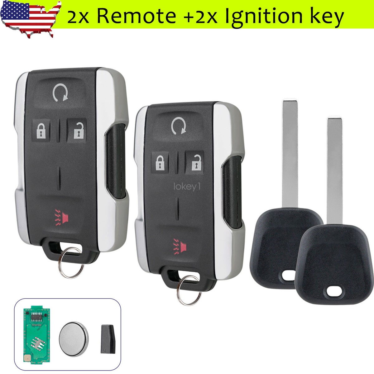 2 Pack Replacement Key Fob Case Shell Fit For GMC Sierra Canyon Chevy