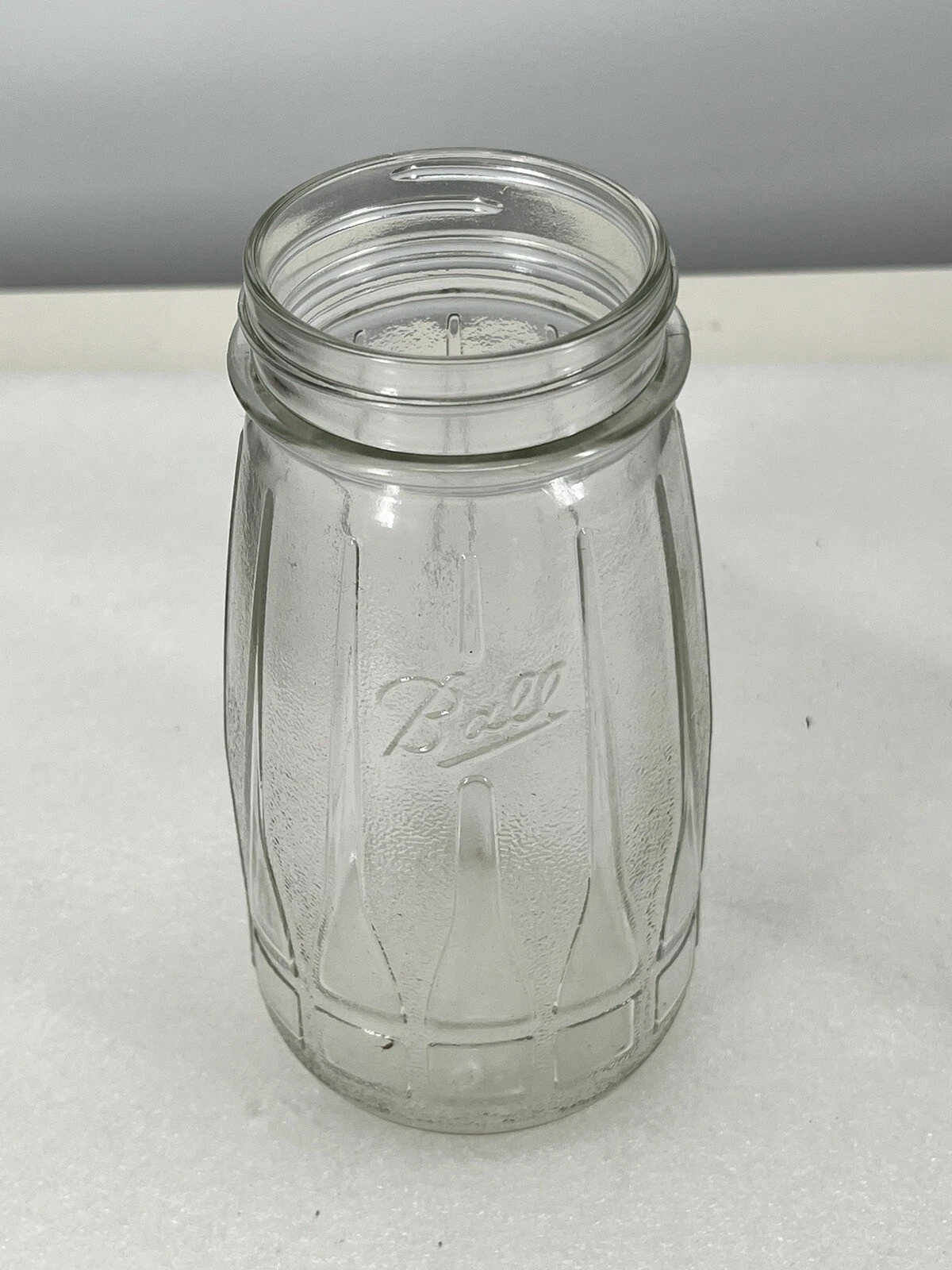 Vintage Ball Clear Glass Leaves Design Canning Mason Jar 1970's
