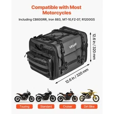 VEVOR Motorcycle Tail Bag, 40-60 L Expandable Motorcycle Rear Seat Bag with Wate