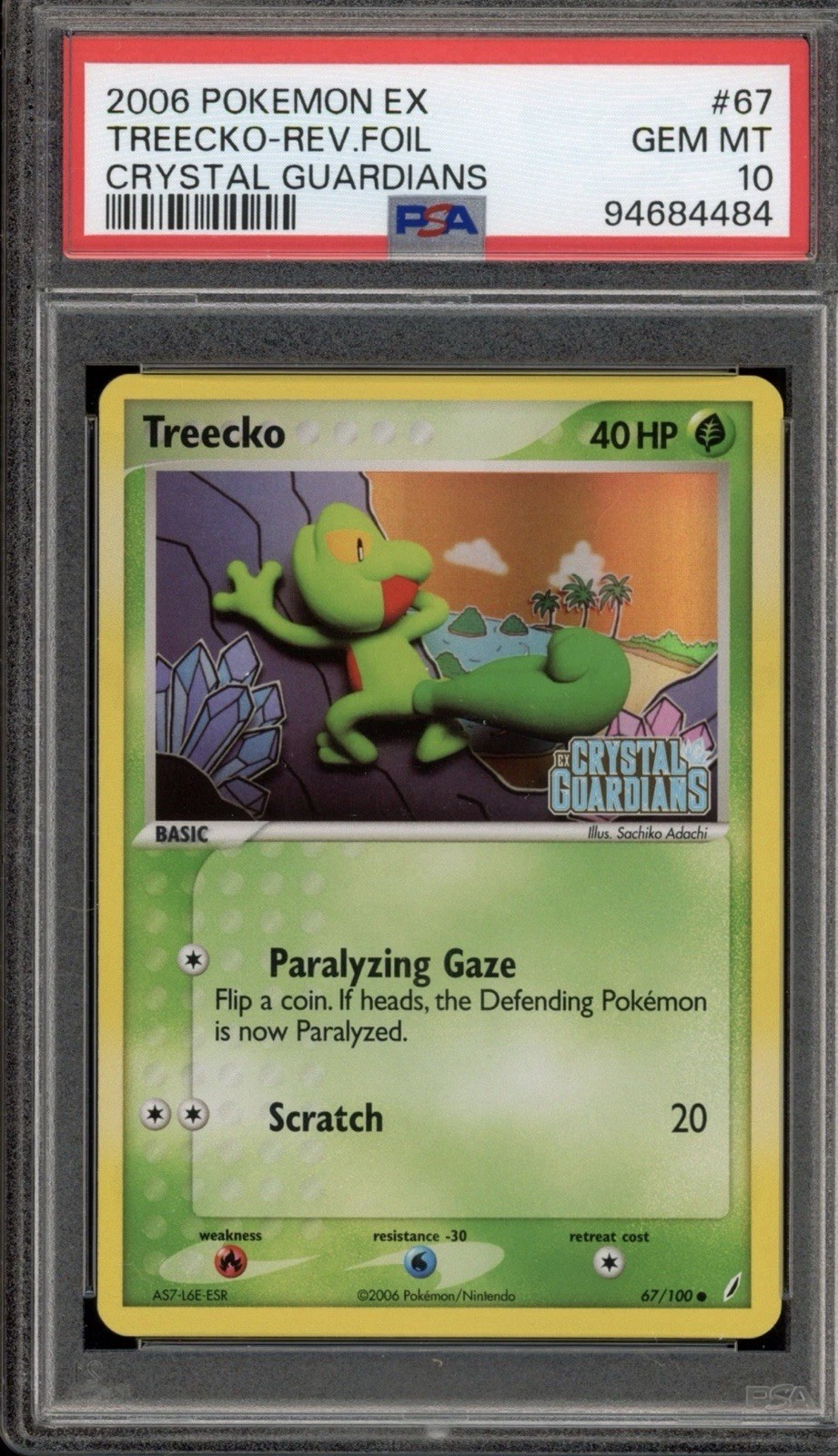 PSA 10 Treecko Delta Species Reverse Holo 68/100 Crystal Guardians 💠 LOW POP🦎