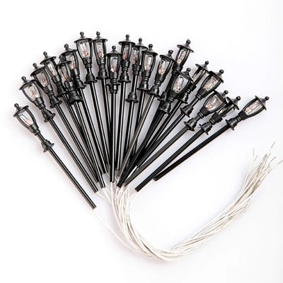 20PCS HO Scale Model Street Lights Garden Lamppost LED Layout Diorama