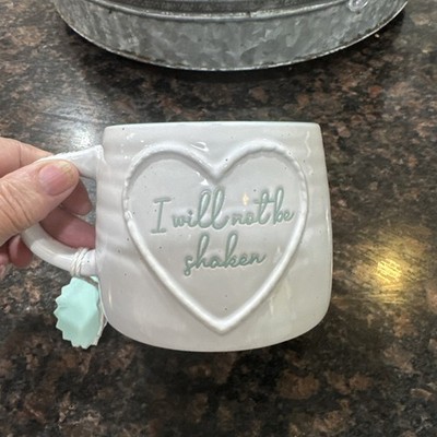 Be Inspired Coffee Mug I Will Not Be Shaken Ceramic White & Blue Cup 19oz