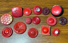 Buttons for CRAFTS 15 red mix 2-4 hole shank round square acrylic VTG