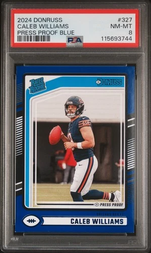 2024 PANINI DONRUSS PP BLUE #327 CALEB WILLIAMS PSA 8