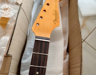 Yellow matte 21 Fret maple guitar neck 25.5 Inch rosewood fingerboard inlay