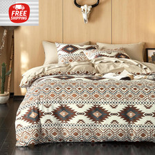 - Western Comforter Set, Southwestern Aztec Country Style with Rustic Ranch Vibe