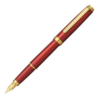 Platinum Biso Fountain Pen in Flame Red - Medium Point - NEW in Box