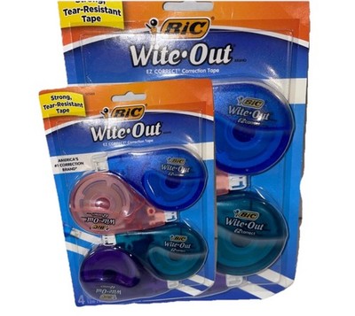 BIC White Out Correction Tape - 8 Count 39.3ft Per Roll (2 Packs Of 4) Free Ship