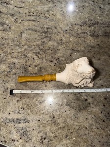 Vintage Carved Hunting Dog with Bird in Mouth Meerschaum Pipe. Never Used.