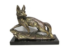 Michele Fabris - terracotta volpe rivestita di foglia d'argento