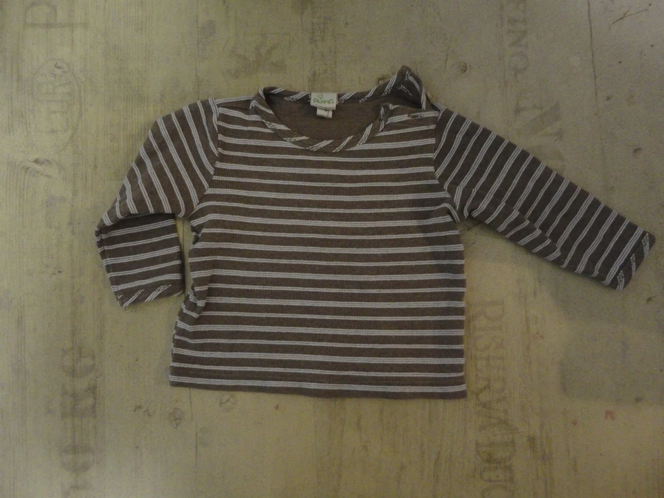 ALAN Gr 74 Langarmshirt  braun,creme Strukturstreifen