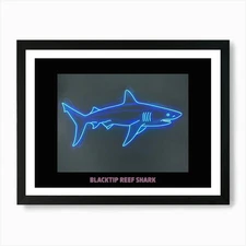 Neon Pink Blacktip Reef Shark Poste Framed Wall Art Poster Canvas Print Picture