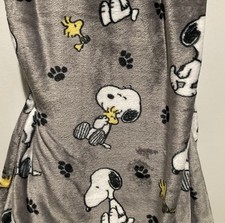 Snoopy Hugging Woodstock Blanket Paws Gray Berkshire 60x70 Plush Throw NWT