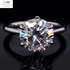 IGI 3.50Ct D VVS2 Round Cut Lab Grown Diamond Engagement Ring Solid 950 Platinum