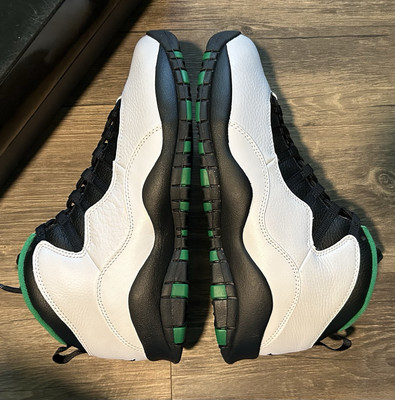 DS Air Jordan 10 Retro Seattle Size 10 White Black Court Green Sonics 
