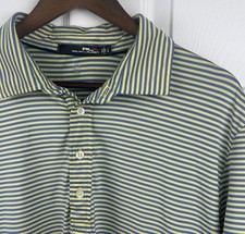 Ralph Lauren RLX Polo Shirt Mens Large Striped Golf Wicking Performance Athletic
