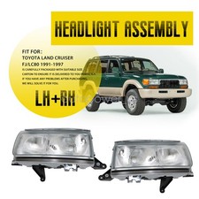 For 91-97 Toyota Land Cruiser Fj80 Lc80 Headlight Assembly Set Clear Lens
