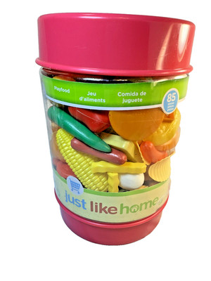 New. Just Like Home Play Bucket of  Food 85 pieces Play Kit Toys R Us 2013