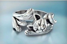 Vintage Cat Adjustable Ring 925 Sterling Silver Plt Women Jewellery Love Gift UK