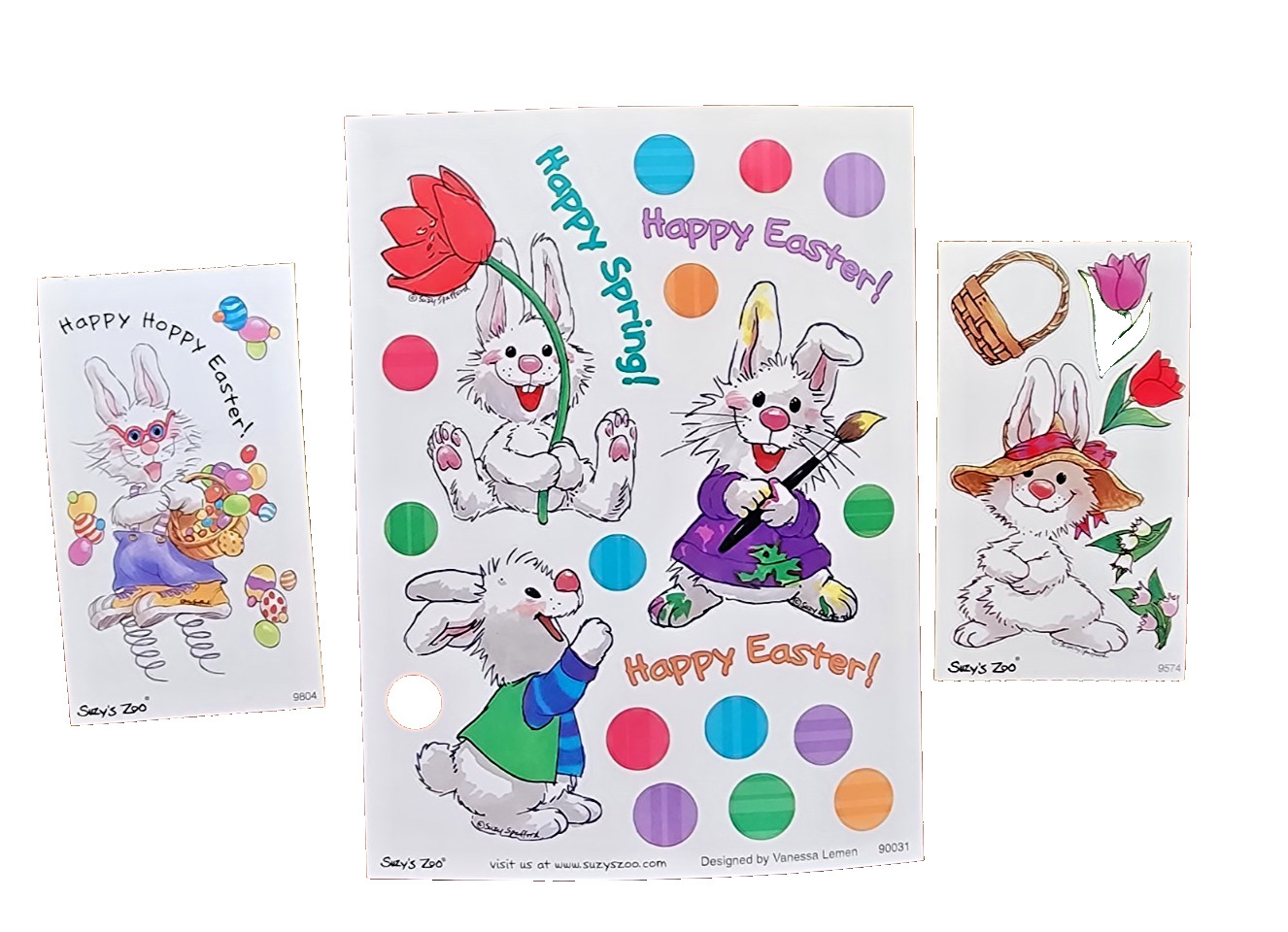 Vintage Suzy's Zoo Happy Easter Spring Sticker Sheets - 3 sheets