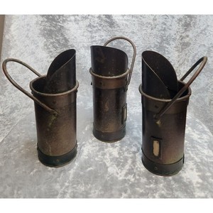 Vintage Copper Brass Coal Ash Scuttle Bucket Scoop-Set of 3