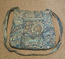 Vera Bradley Turquoise Paisley Quilted Cotton Crossbody Retired Hipster Pattern